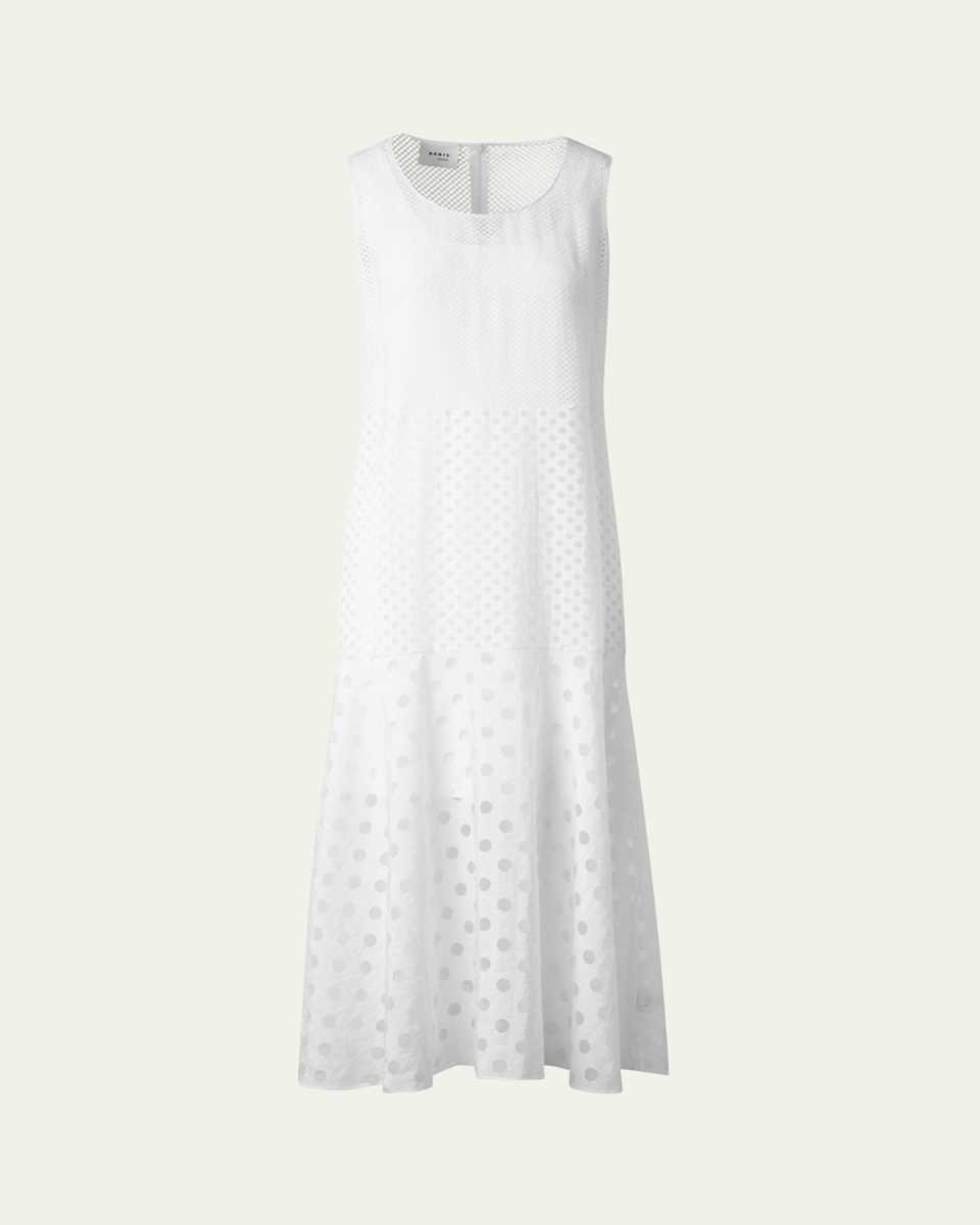 Polka Dot Organzino Sleeveless Midi Dress